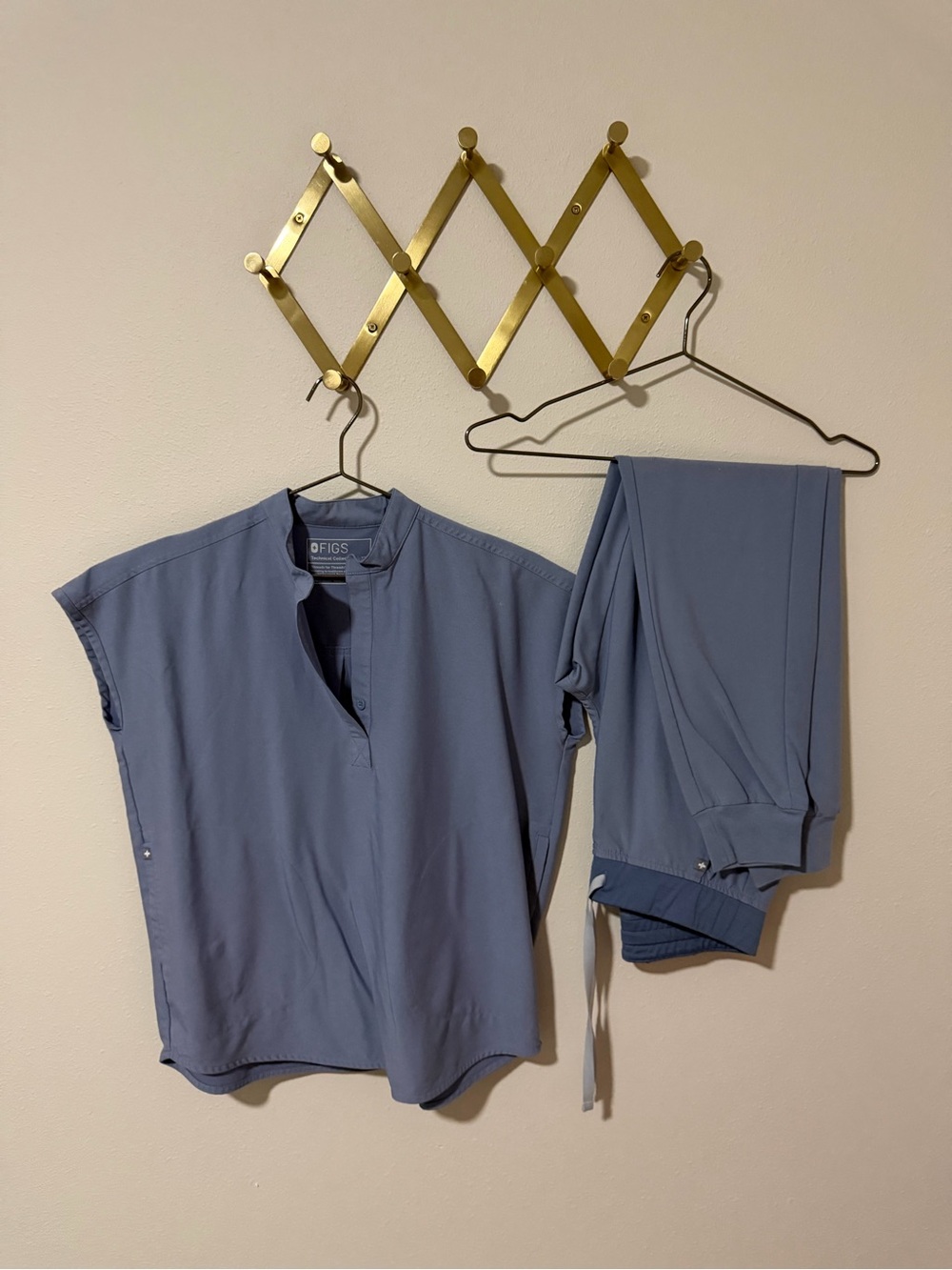 FIGS Slate Blue Mock-Collar Scrub Top